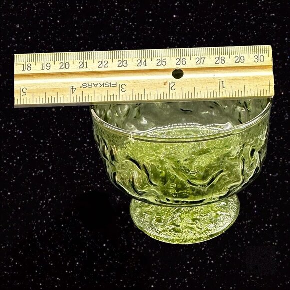 Anchor Hocking Lido Milano Avocado Green Dessert Fruit Cup Set 2 PCs 3.75”W 3”T - Picture 7 of 8